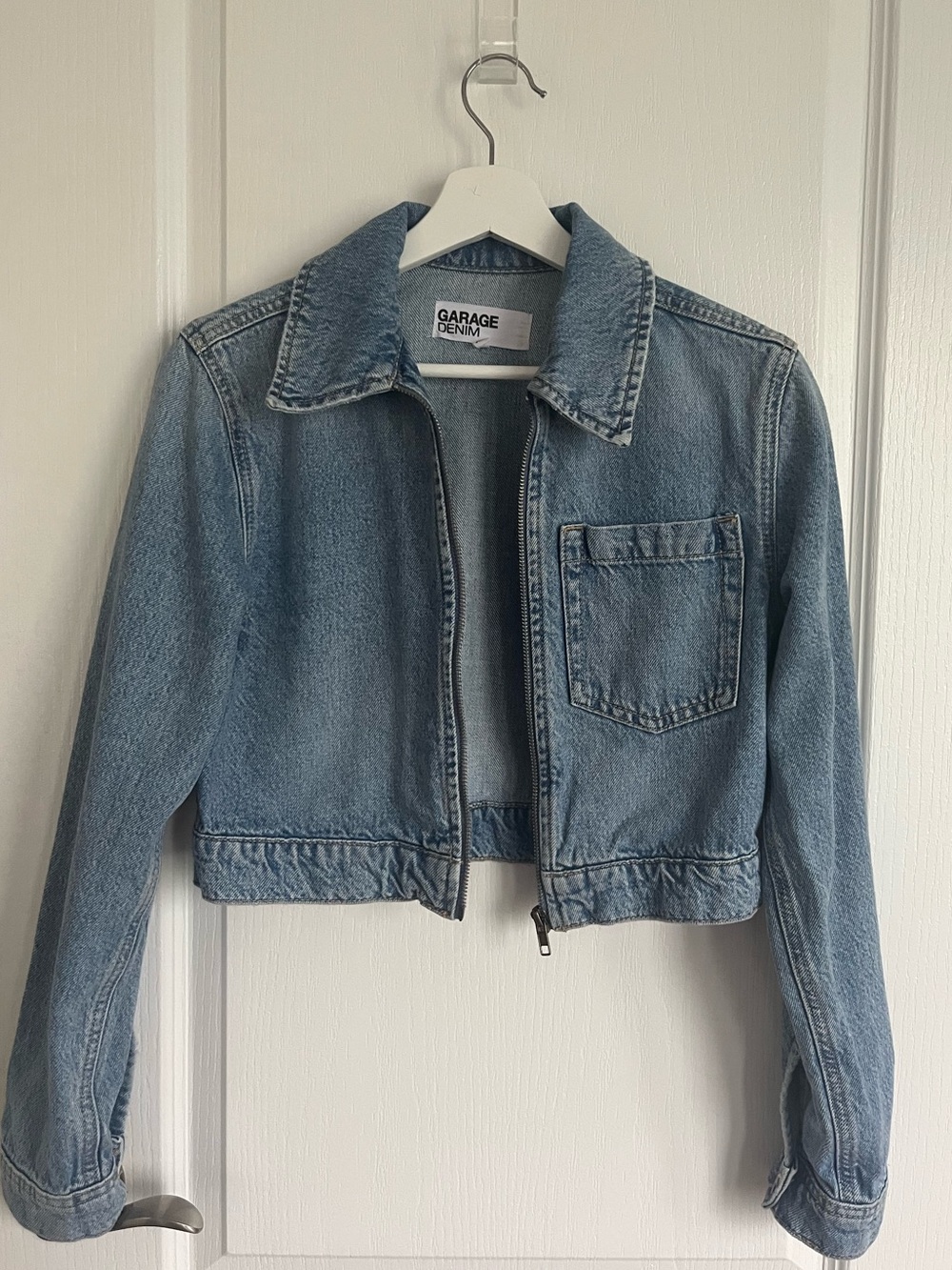 Garage Light Blue Cropped Jean Jacket